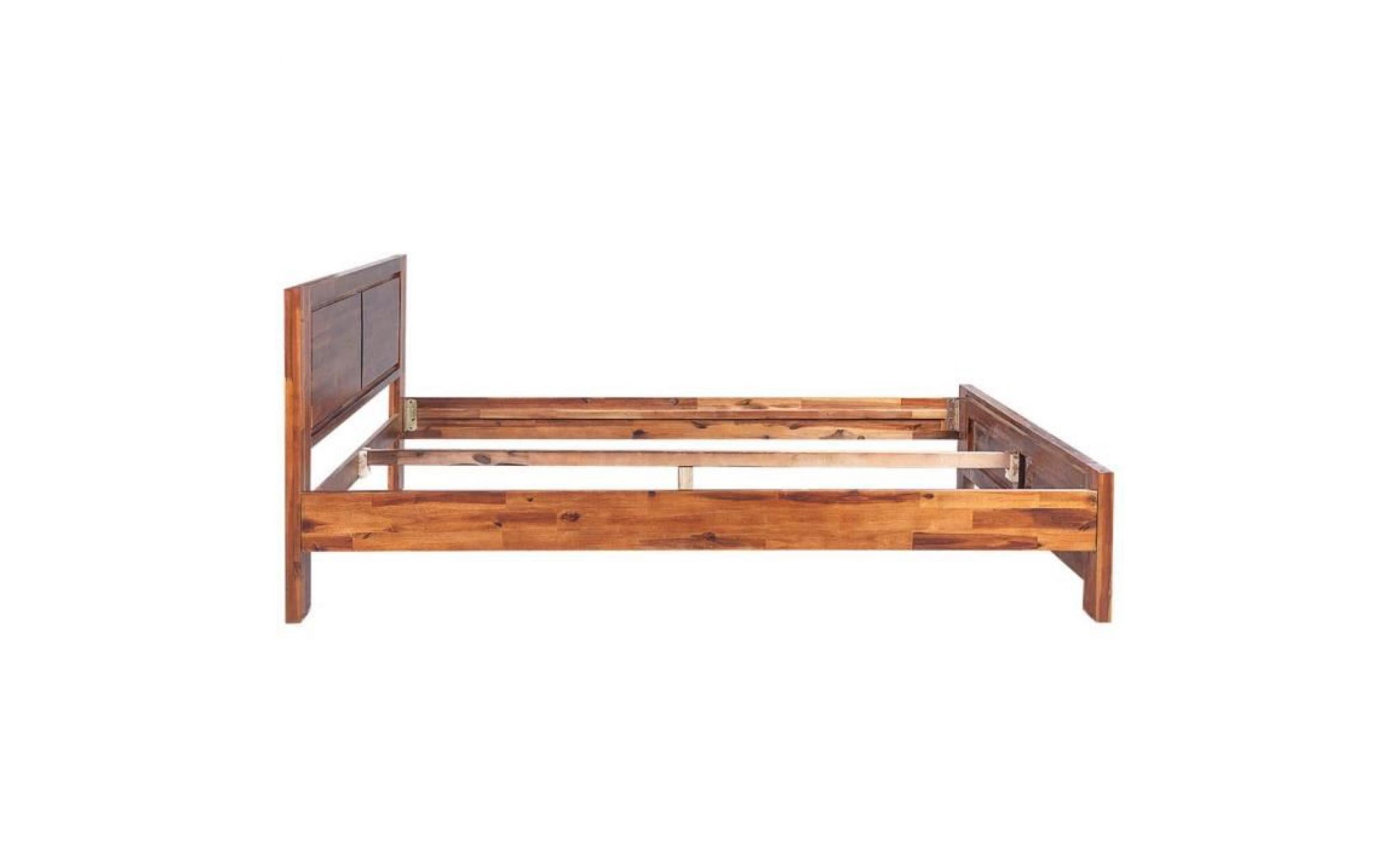 cadre de lit bois d'acacia massif marron 180 x 200 cm pas cher