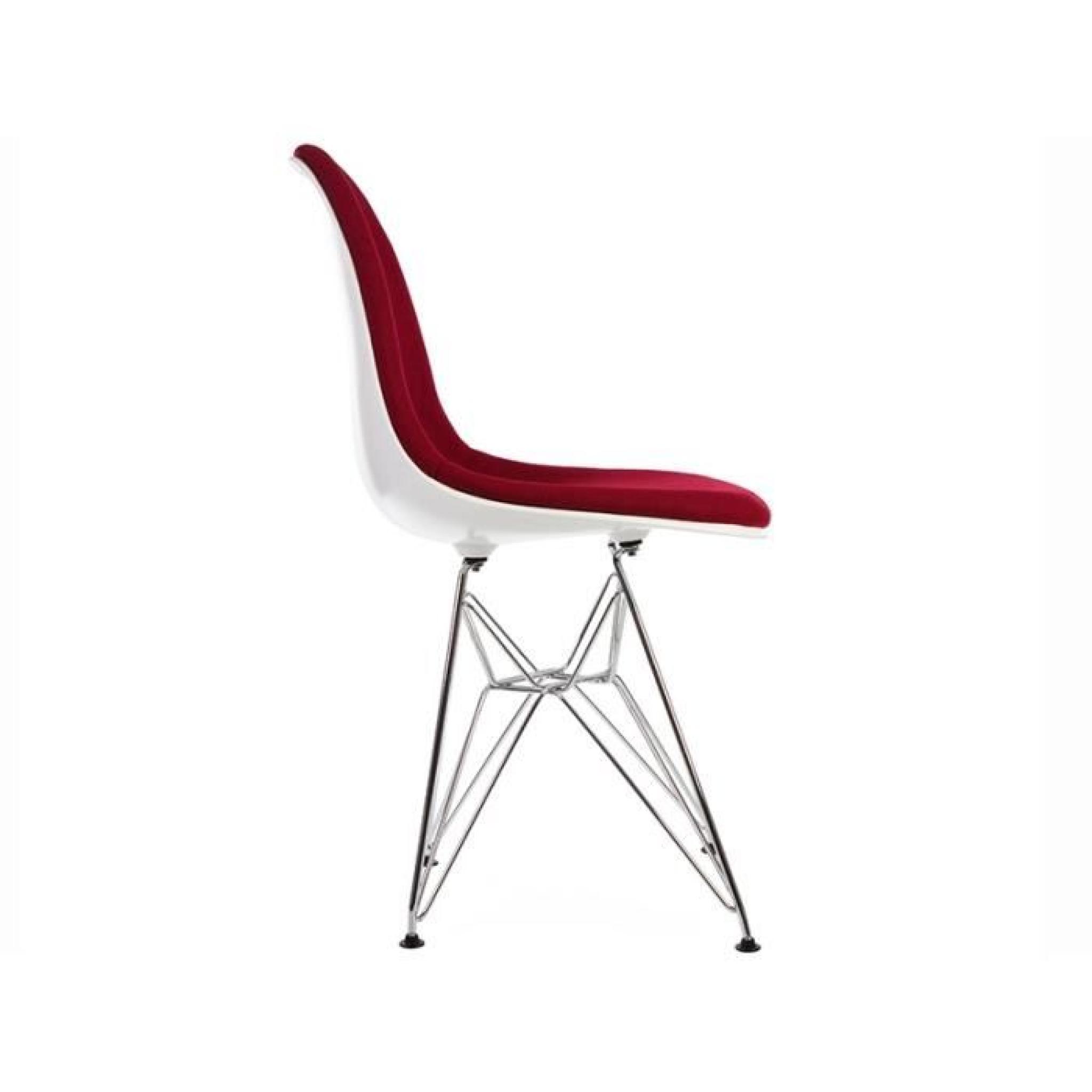 Chaise DSR rembourée laine - Rouge pas cher