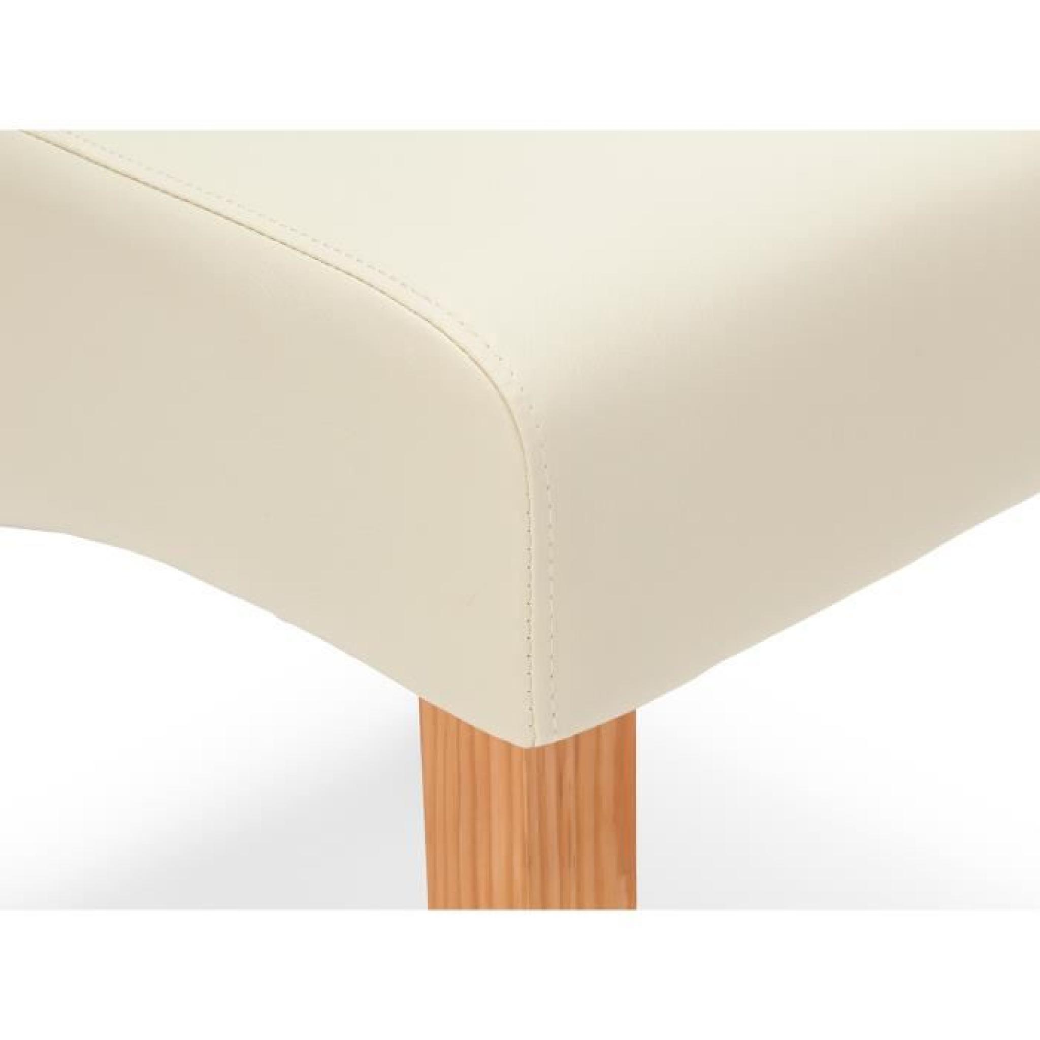 Chaise MONTREAL en simili cuir crème et coloris hêtre massivum pas cher