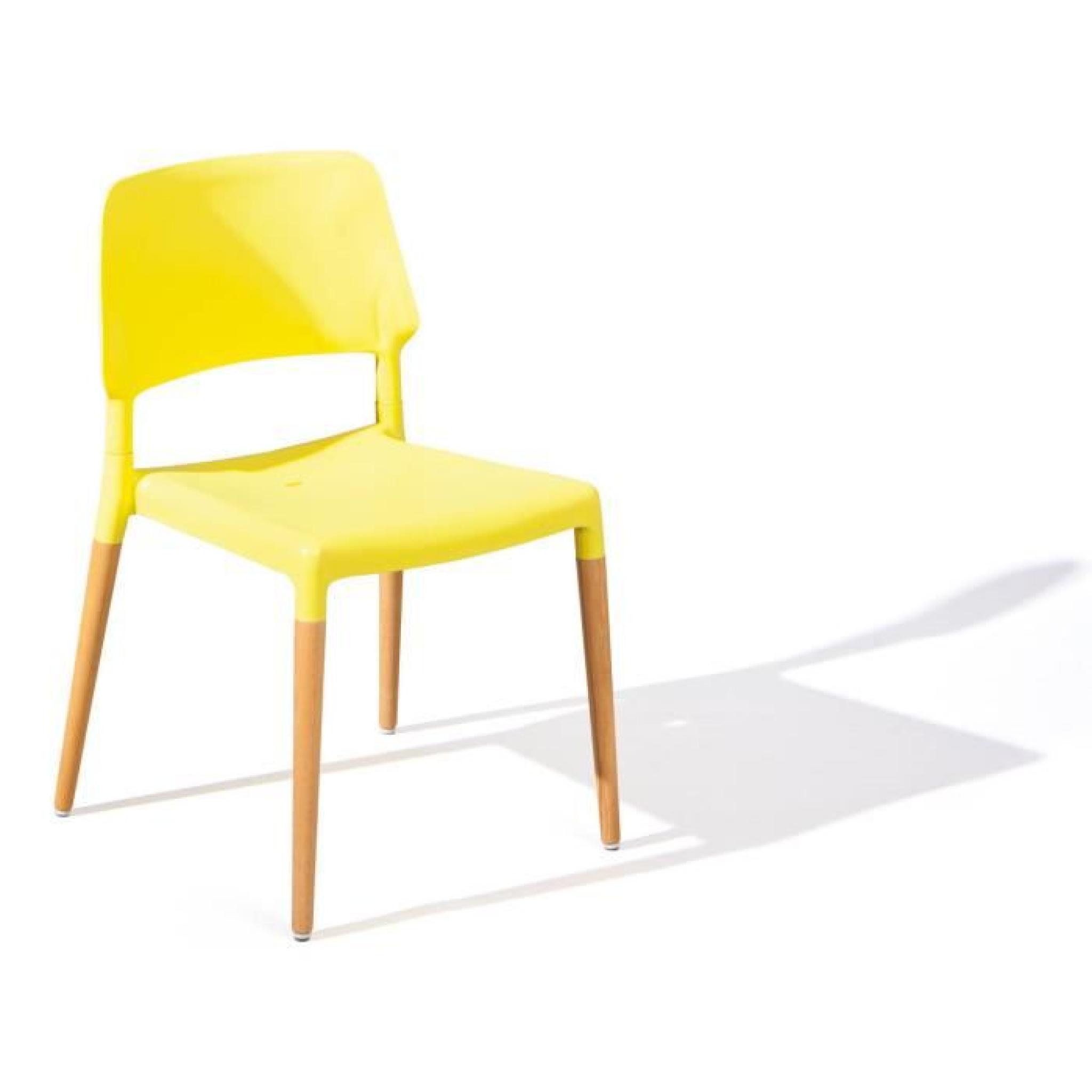 chaise >Tilde< jaune,  pieds hêtre (lot de 4 pce)