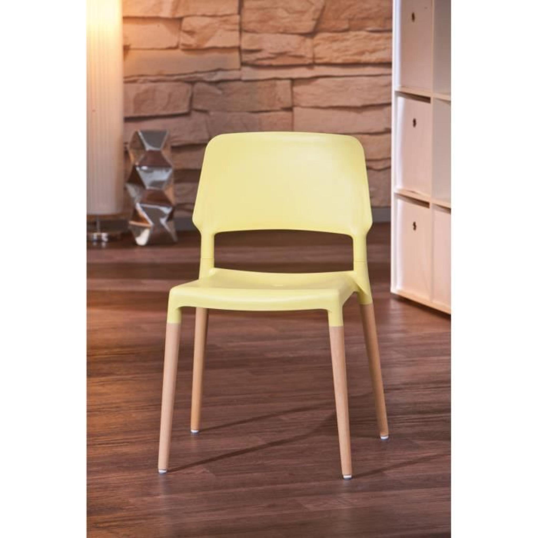 chaise >Tilde< jaune,  pieds hêtre (lot de 4 pce) pas cher