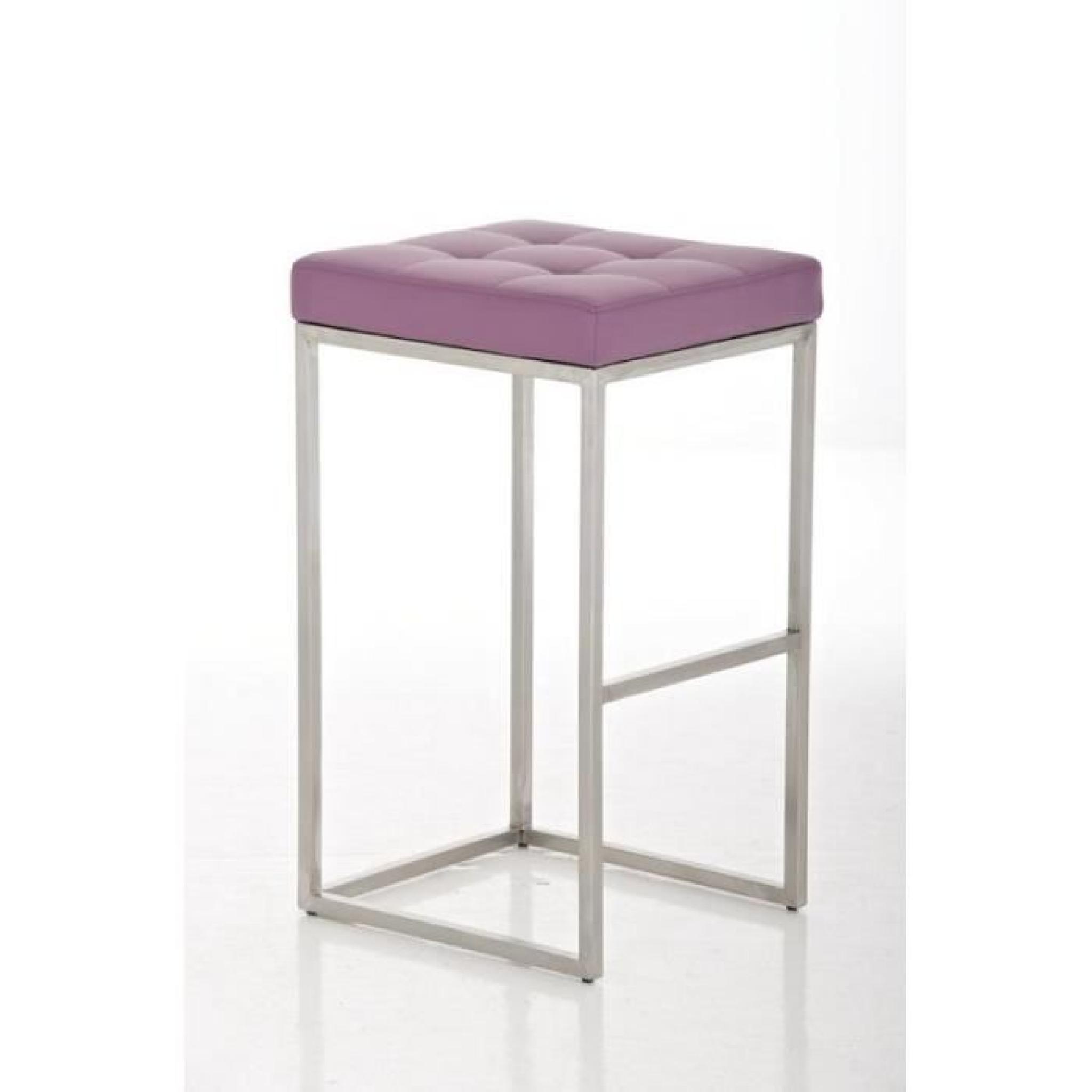 CLP Tabouret de bar en acier inoxydable LUGANO, 4 pattes, hauteur de l´assise 77 cm, rembourrage épais de 7 cm, 10 couleurs au ch... pas cher