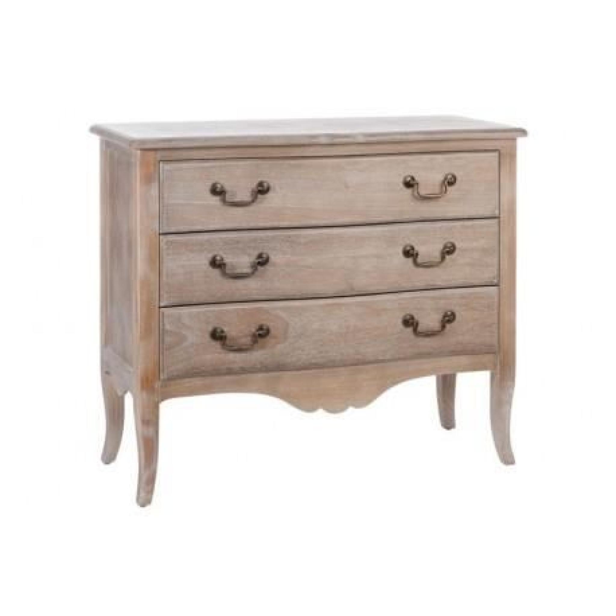 Commode 3 Tiroirs Bois Naturel 93X40X78Cm Jolipa