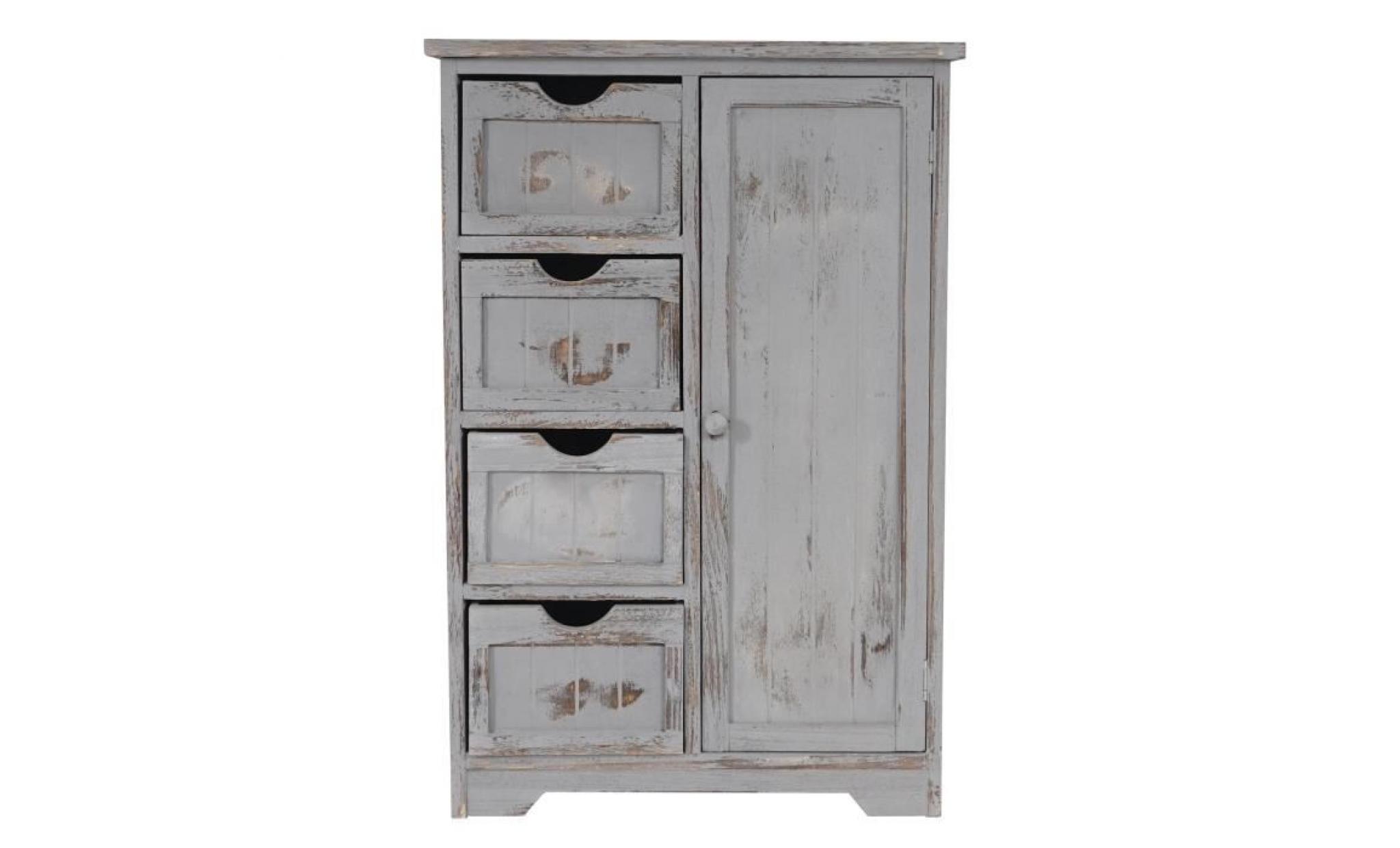 Commode 4 tiroirs , 82x55x30cm, gris vintage chic