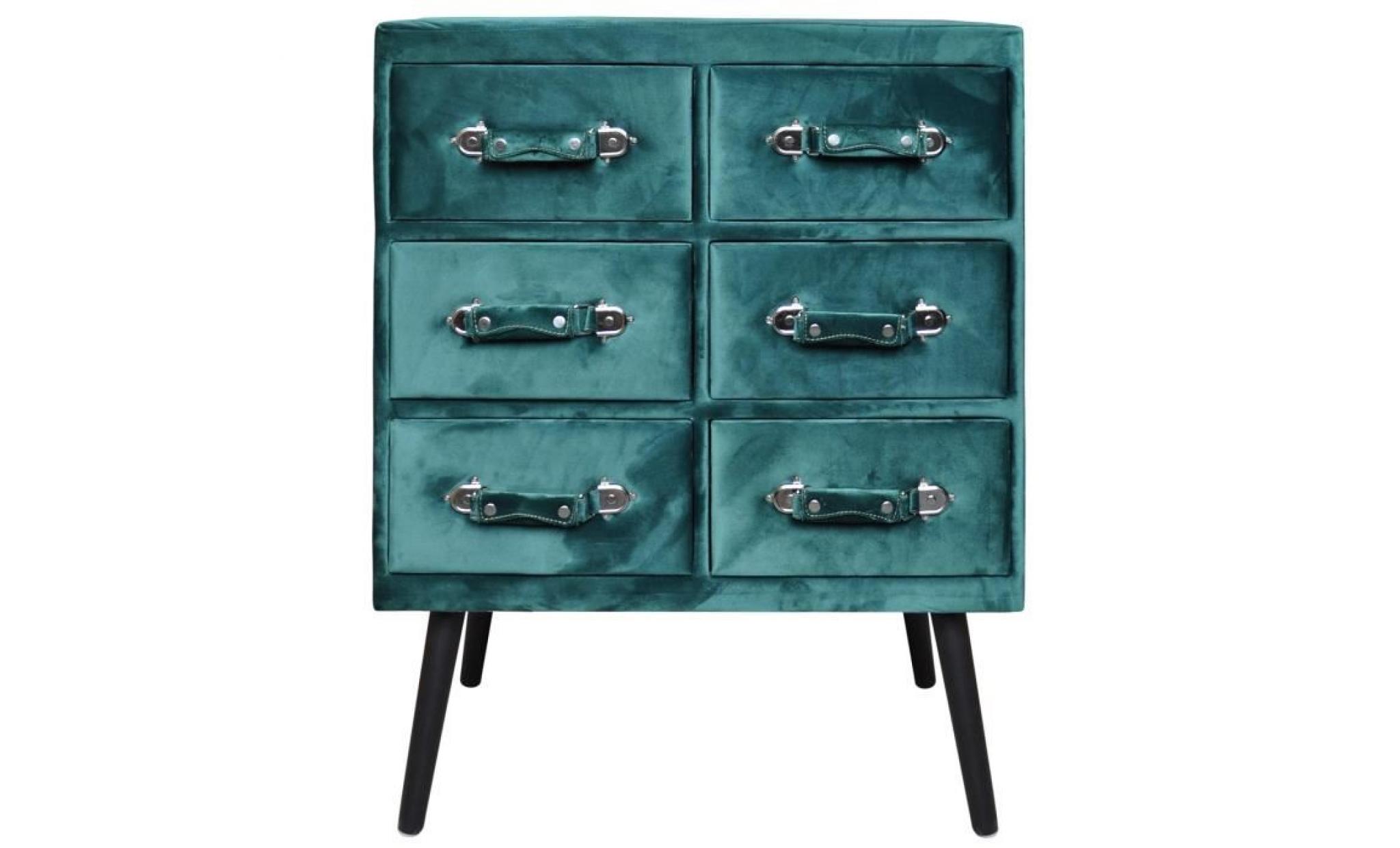 commode 6 tiroirs bardo velours vert pas cher