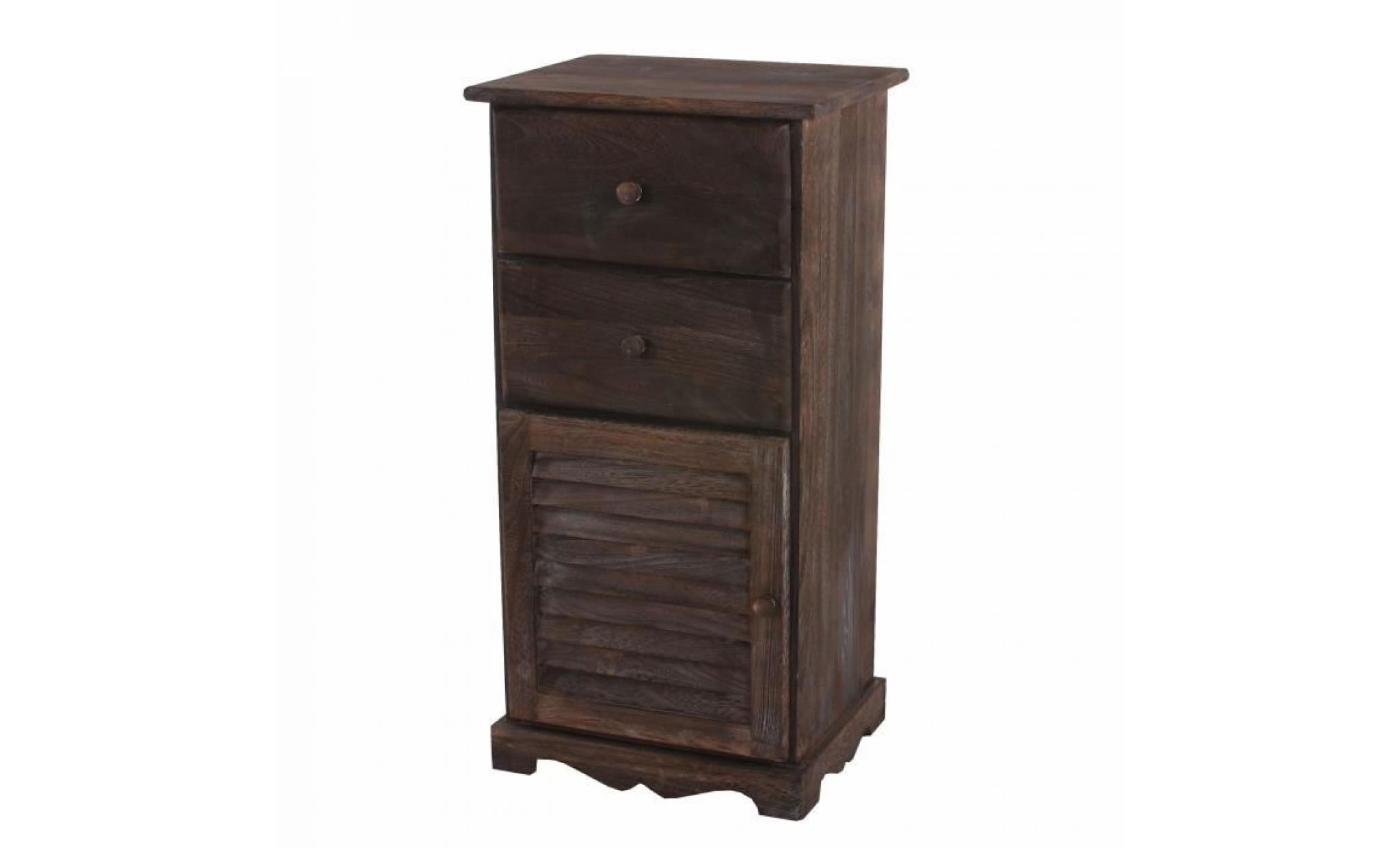 commode / armoire, 2 tiroirs, 1 porte, 40x32x80cm, shabby, vintage, marron