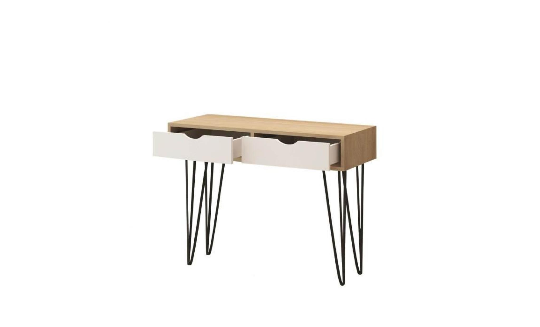 console moderne enora   120 x 67 cm   beige et blanc