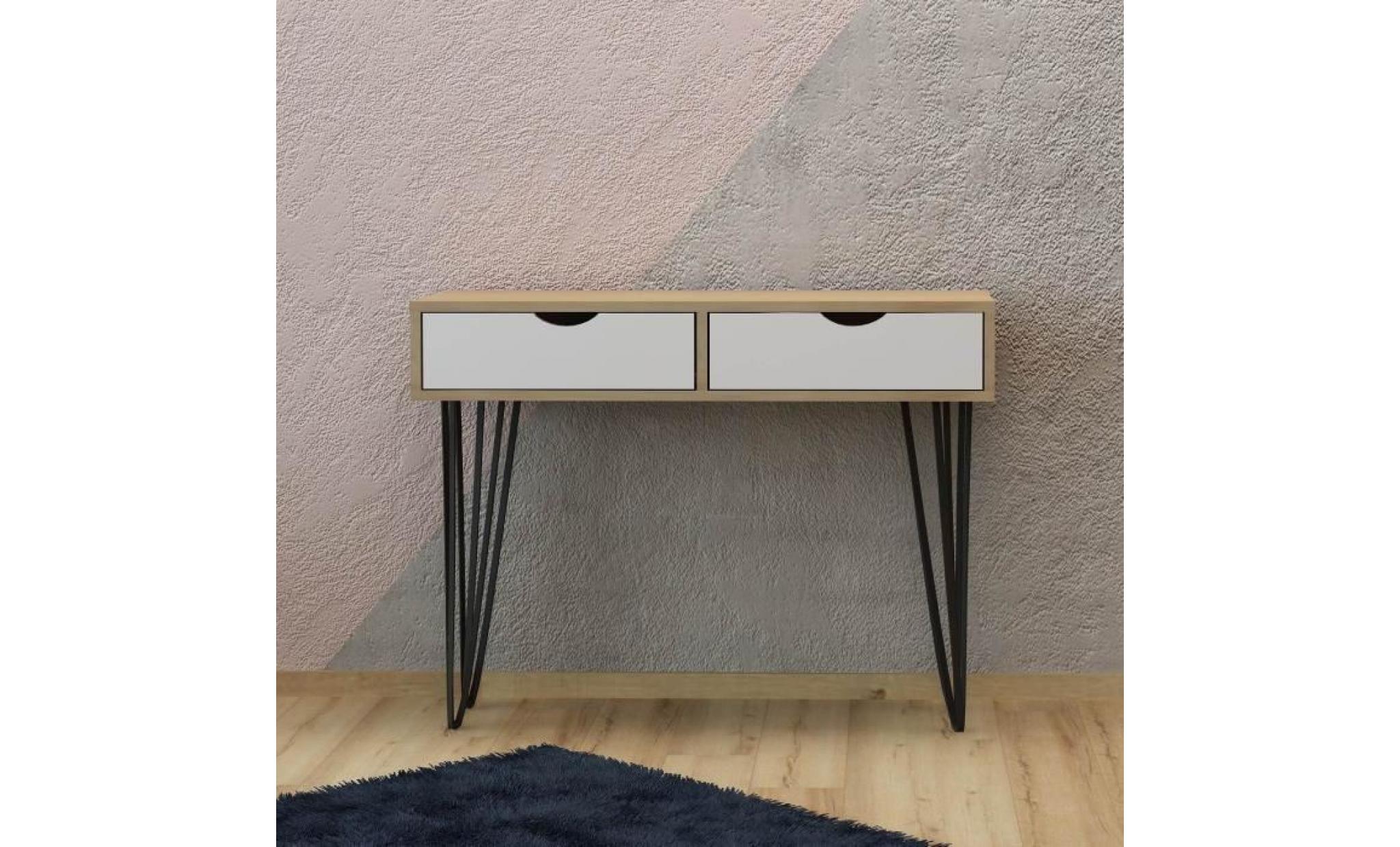 console moderne enora   120 x 67 cm   beige et blanc pas cher