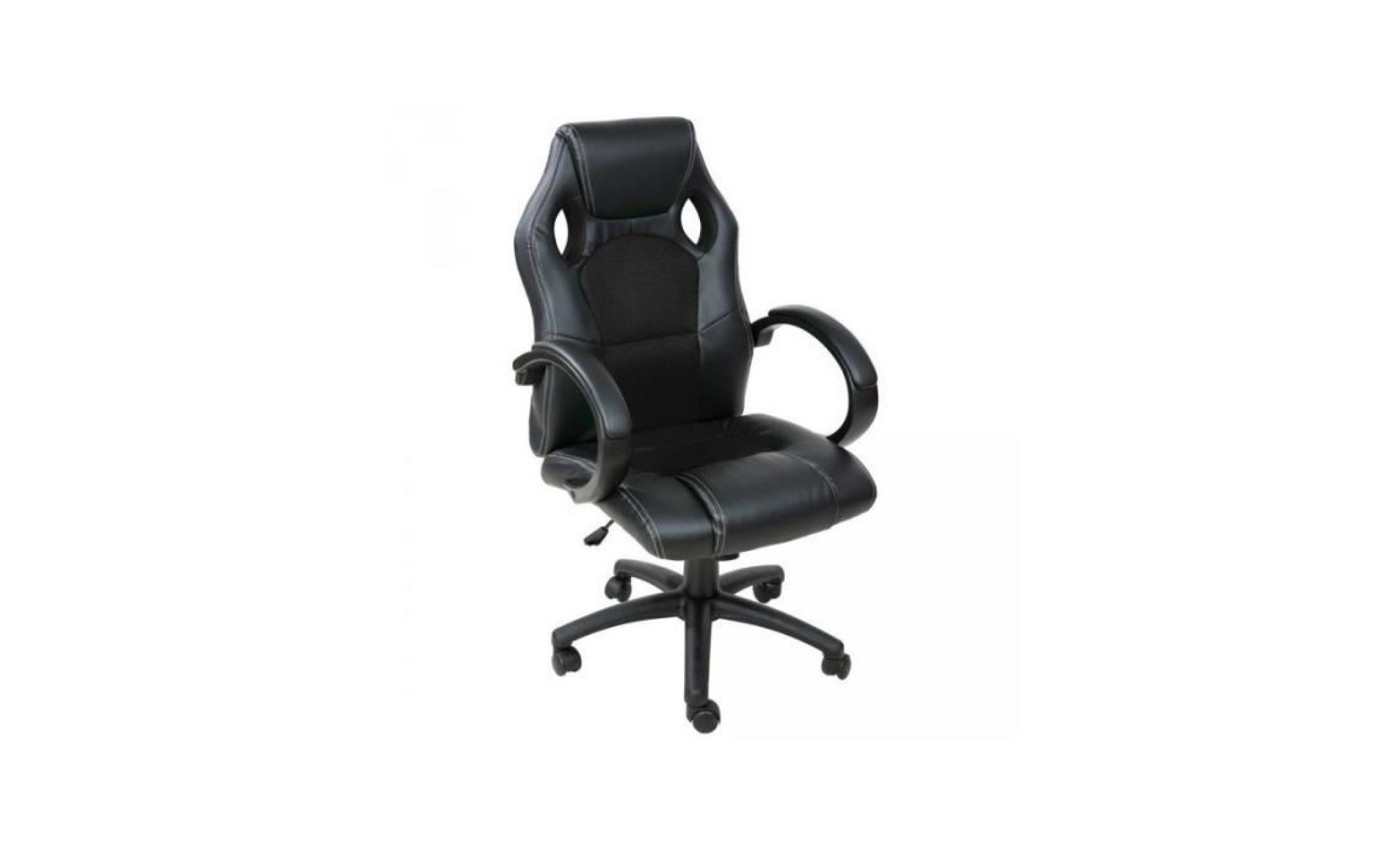 fauteuil de bureau chaise siège sport ergonomique confortable noir 0508010