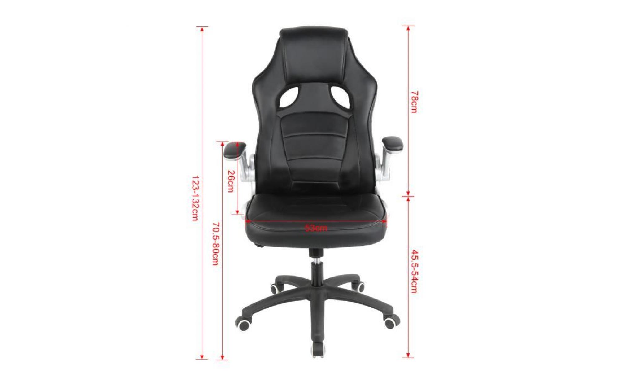 hereubuy° fauteuil de bureau chaise de bureau pivotant 360°   accoudoirs pliables bien rémbourré similicuir noir pas cher