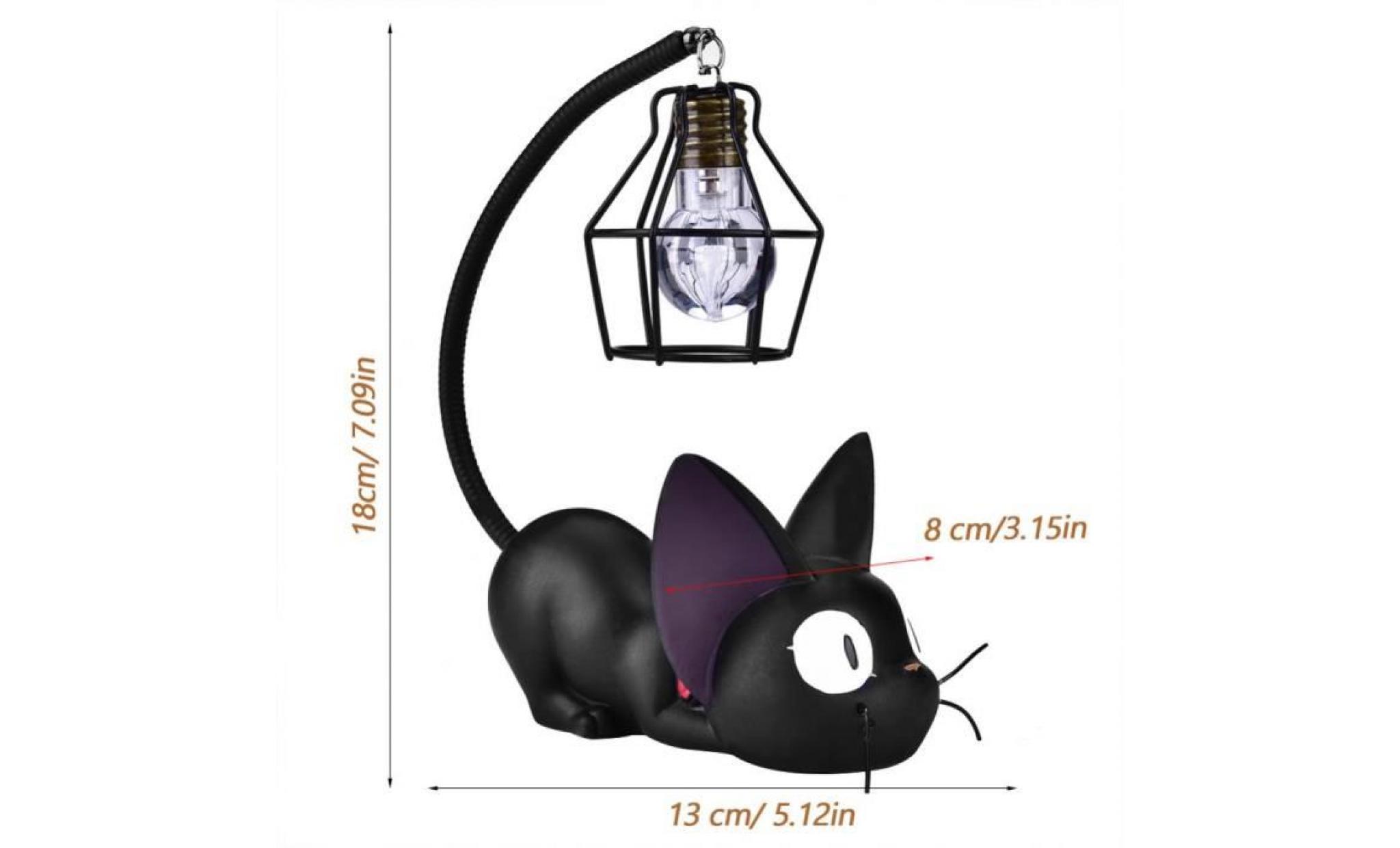 lampe de nuit mignon chat lampe de bureau artisanat (yeux noir)    dq france pas cher