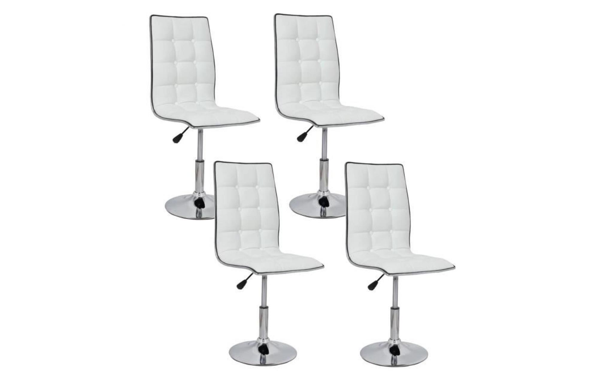 LEAF Lot de 4 chaises de salle à manger blanches - Achat/Vente chaise