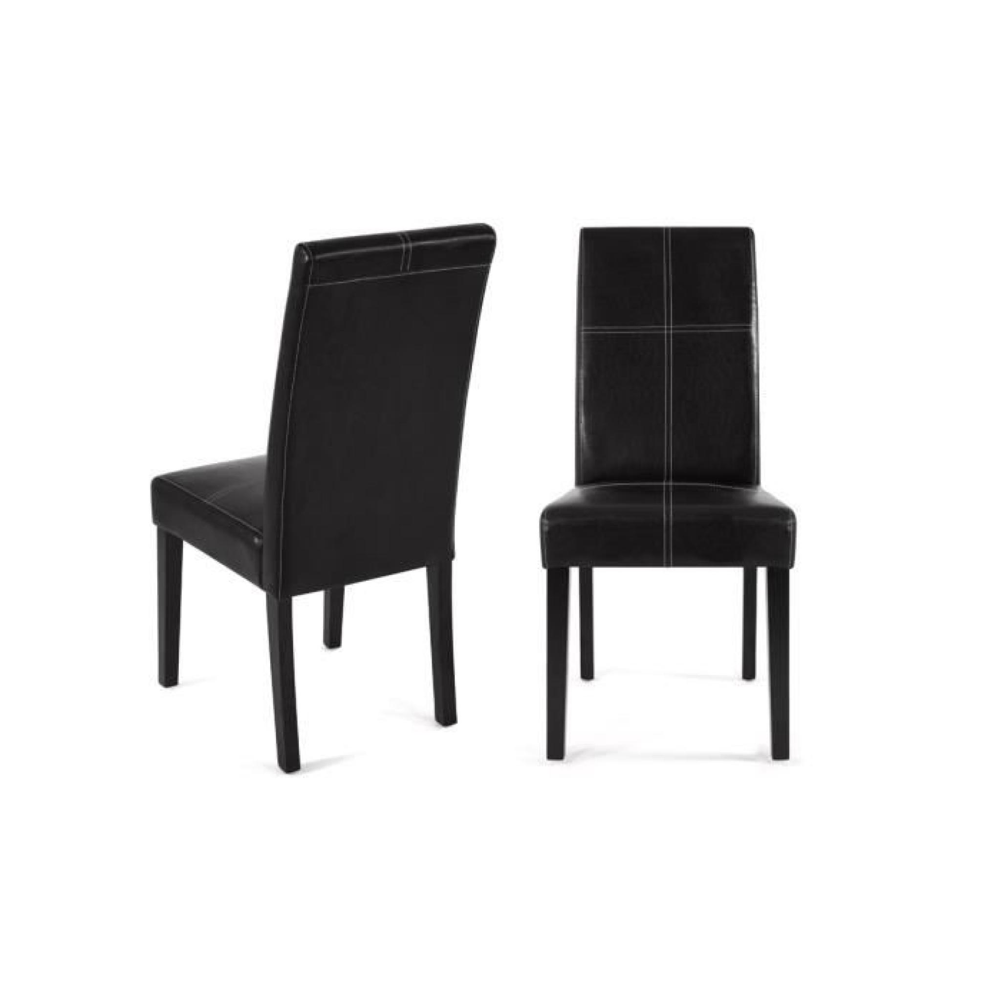 Lot de 2 chaises en PU Noir ELZA pas cher