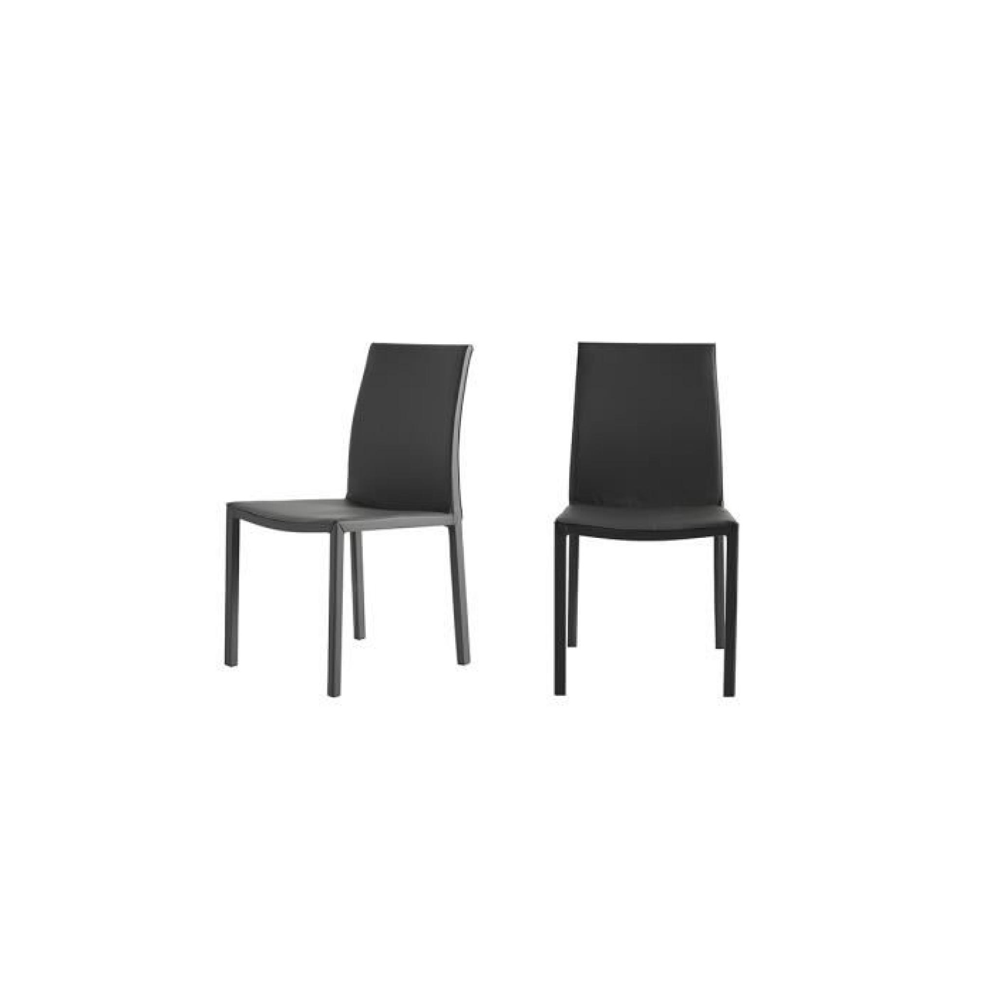 Lot de 2 chaises grises / PU piètement acier Ricky