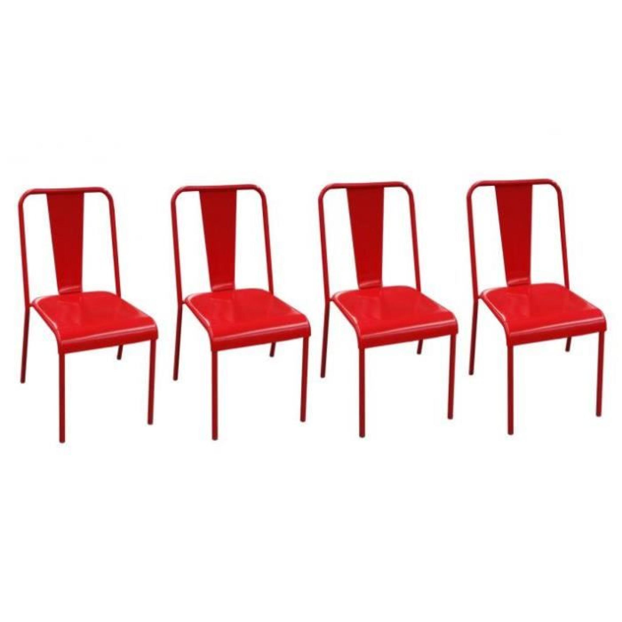 Lot de 4 chaises en métal HIPOLYTE Rouge