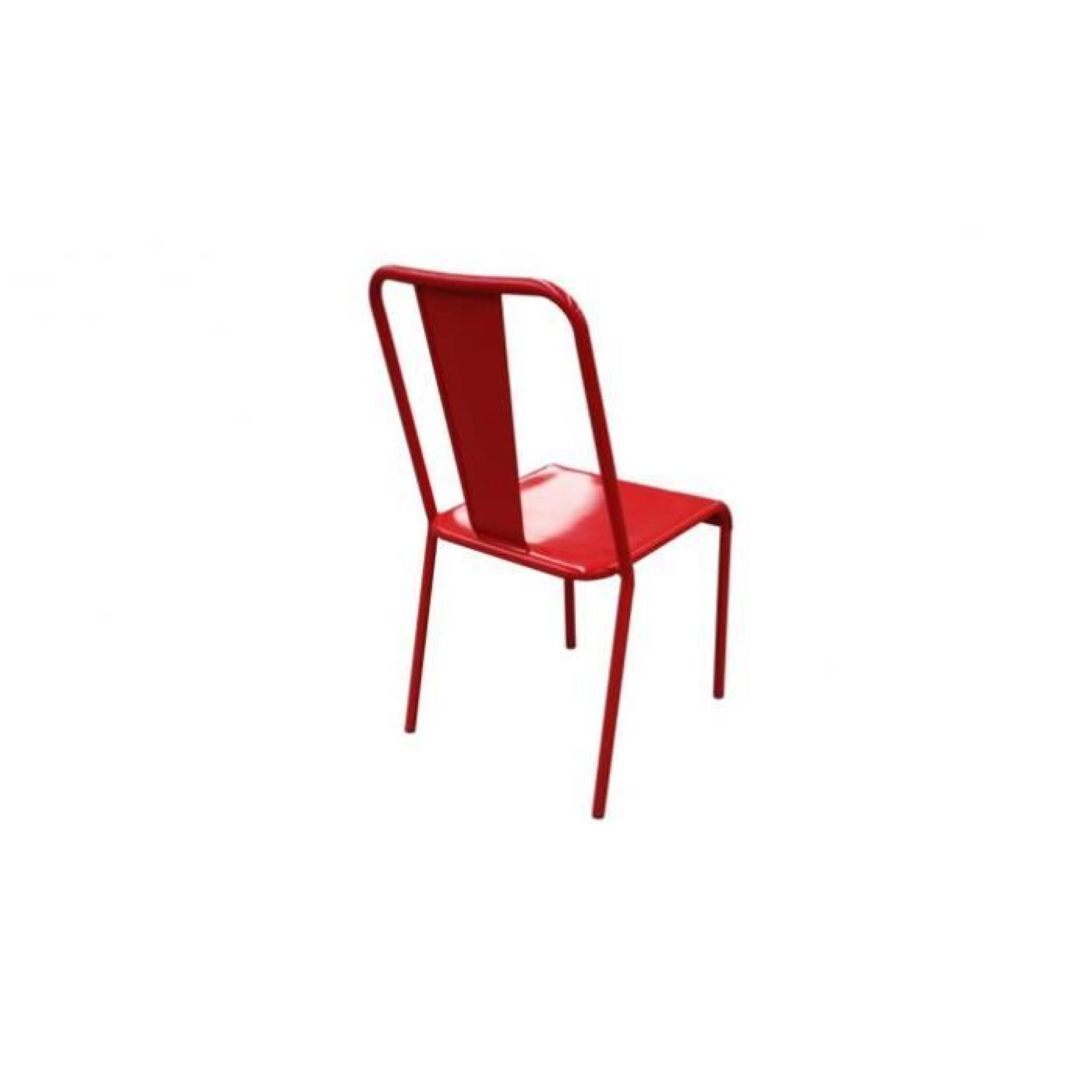 Lot de 4 chaises en métal HIPOLYTE Rouge pas cher