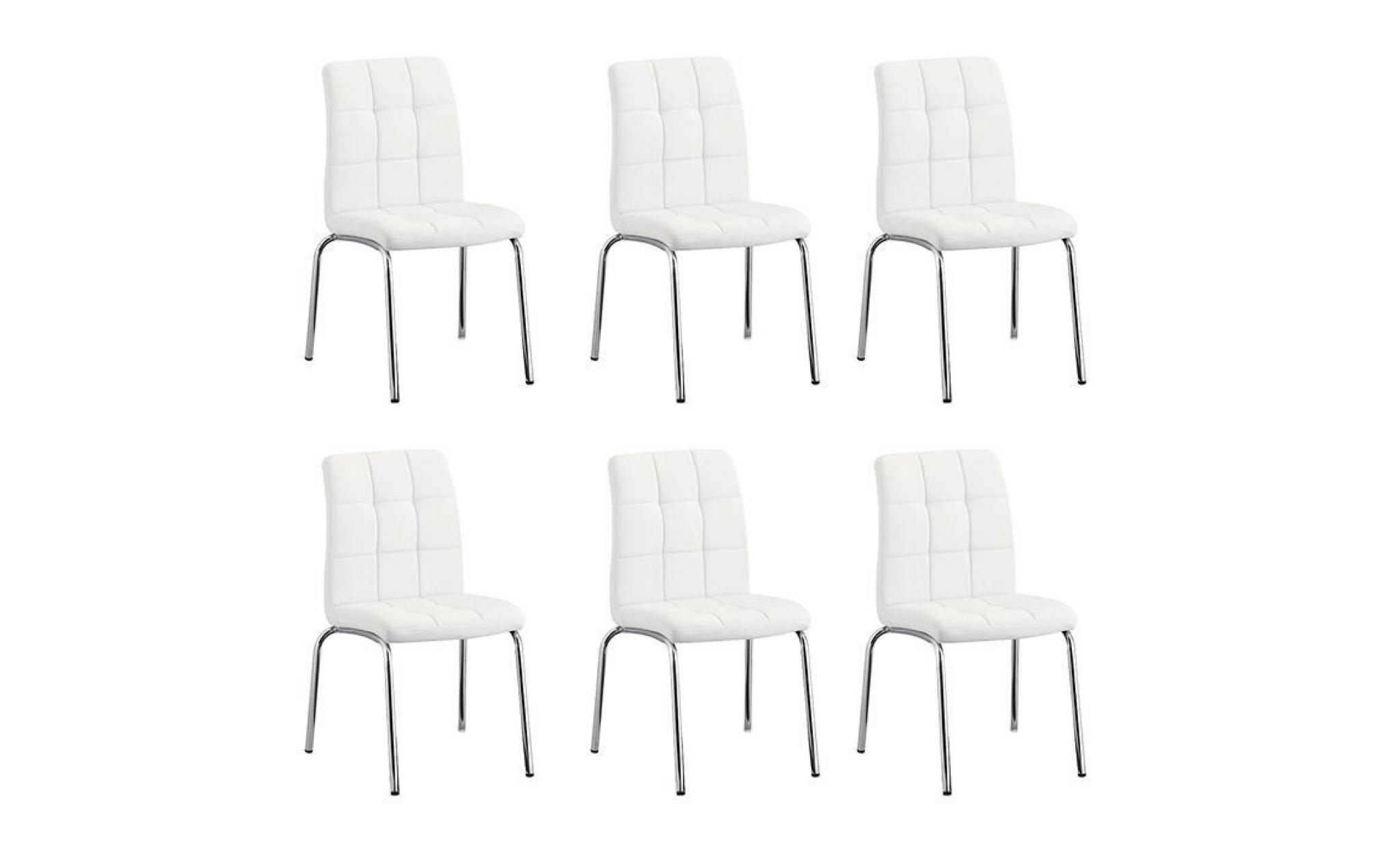 lot de 6 chaises salle à manger blanches   nursia