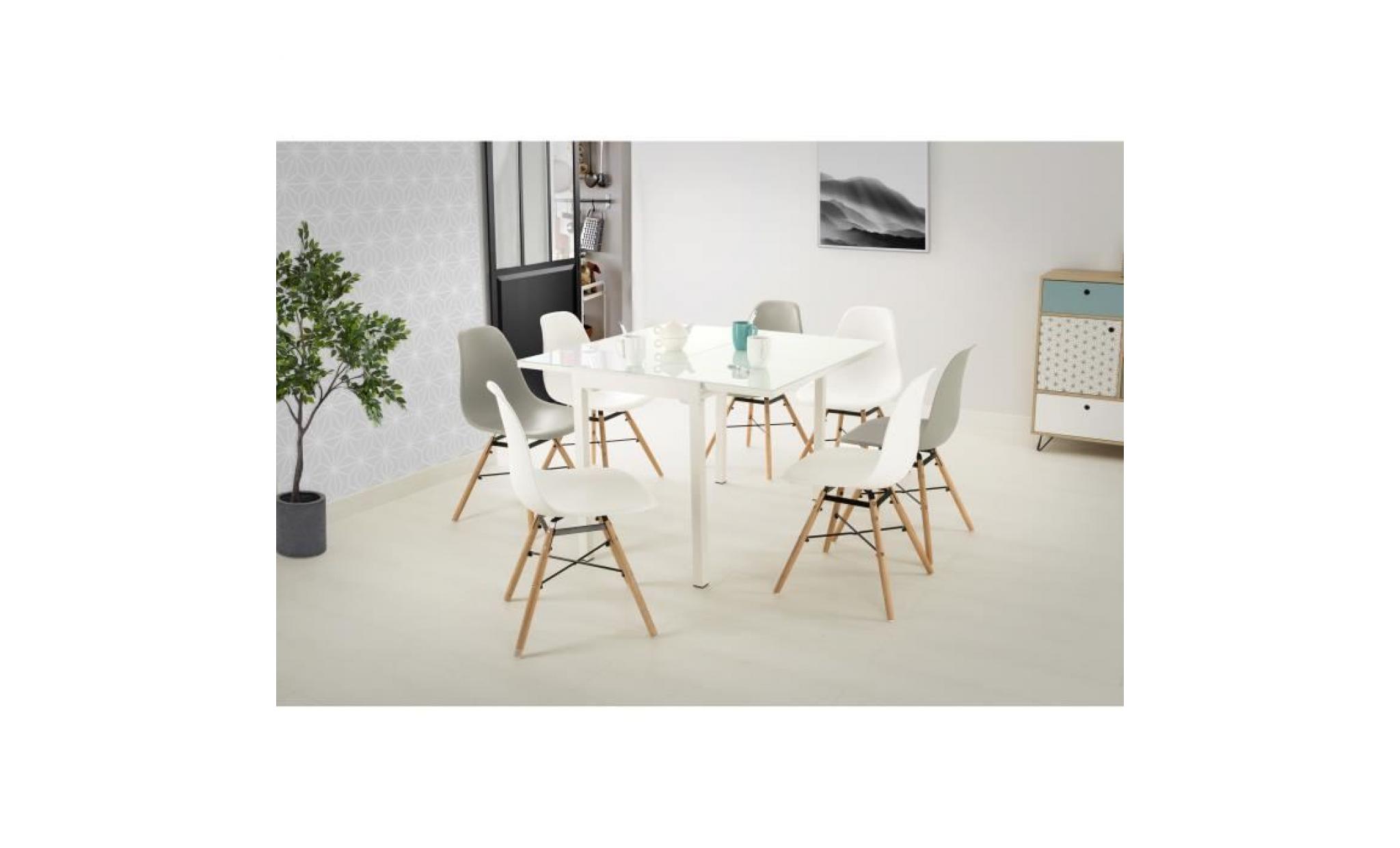 mathilde table extensible plateau verre trempe blanc pas cher