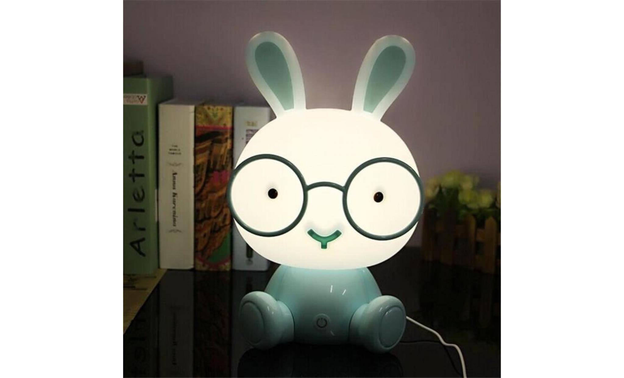 mignon bébé chambre lampe lapin veilleuse led lampe de nuit de noël cadeau de chevet décor enfants lunettes lapins lumières pas cher