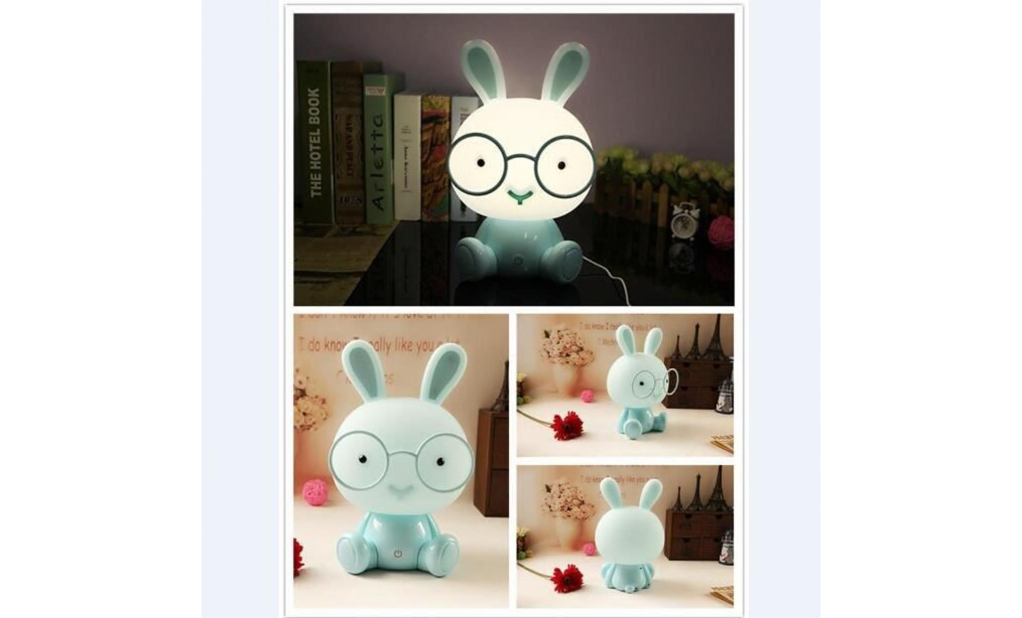 mignon bébé chambre lampe lapin veilleuse led lampe de nuit de noël cadeau de chevet décor enfants lunettes lapins lumières pas cher