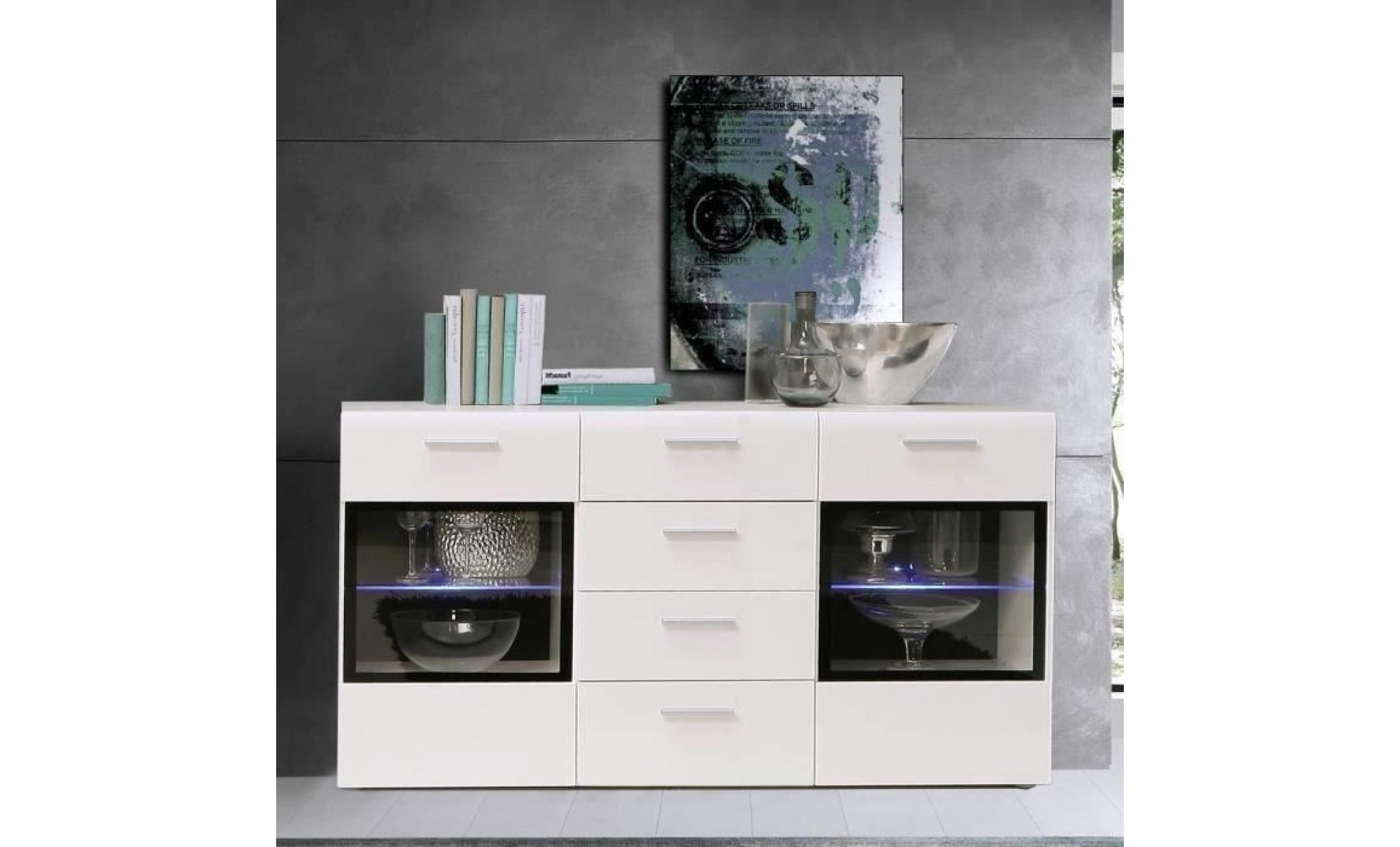 slate buffet bas contemporain blanc brillant   l 150 cm