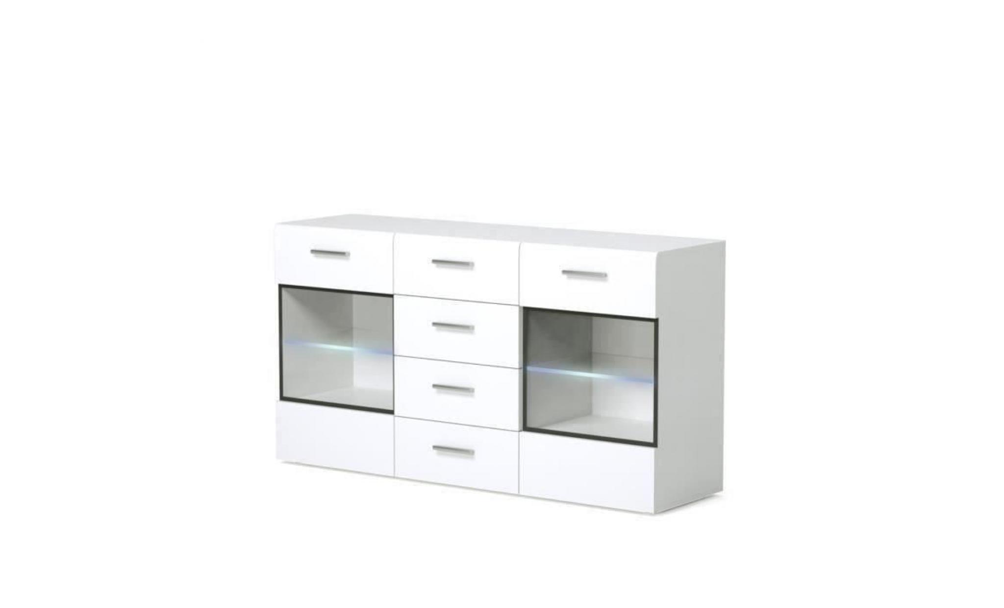 slate buffet bas contemporain blanc brillant   l 150 cm pas cher