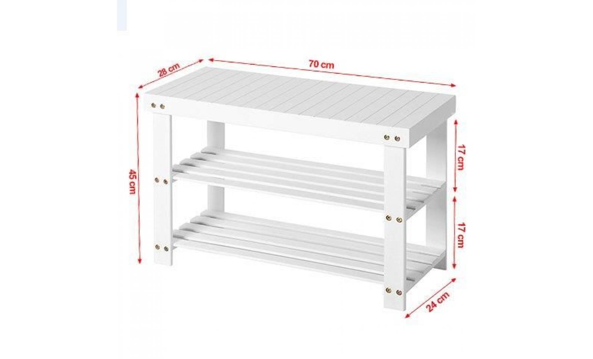 songmics® Étagère à chaussures, 2 niveaux, banc pour chausser blanc lbs04b pas cher