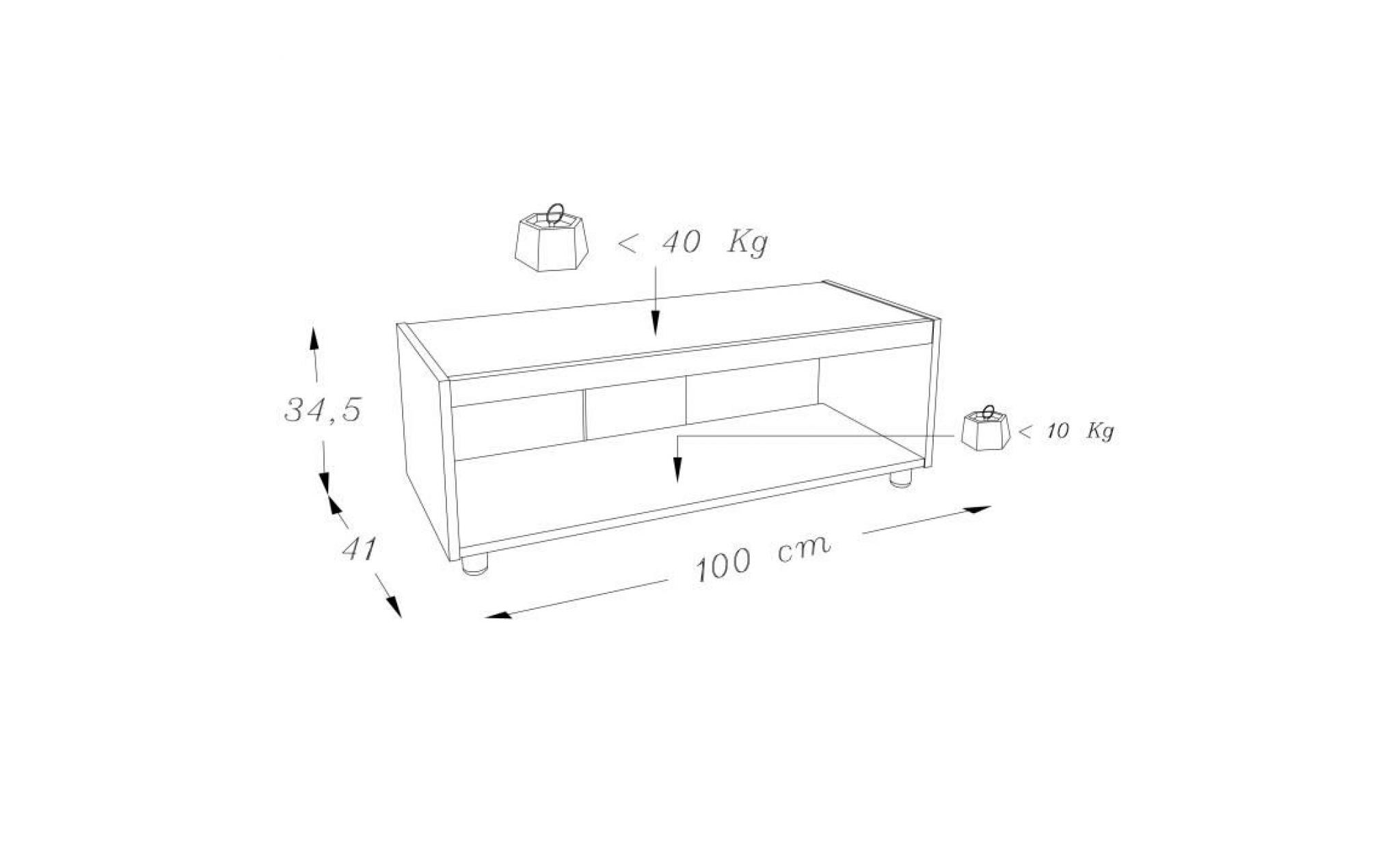 stan 2 meuble tv contemporain blanc satiné   l 100 cm pas cher