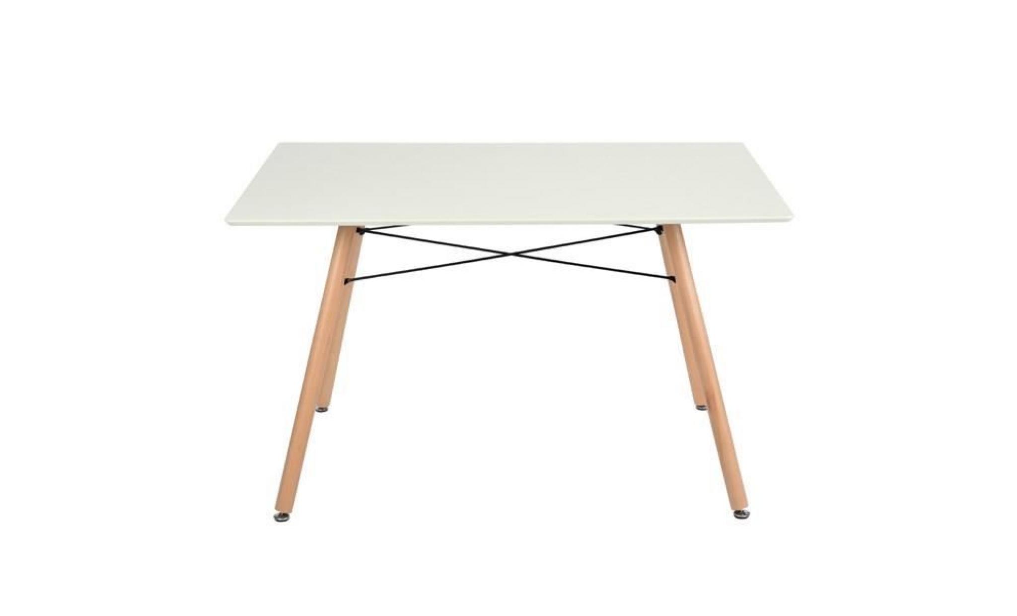 maddie table à manger de 4 à 6 personnes scandinave blanc laqué + pieds bois en hêtre massif   l 120 x l 80 cm pas cher