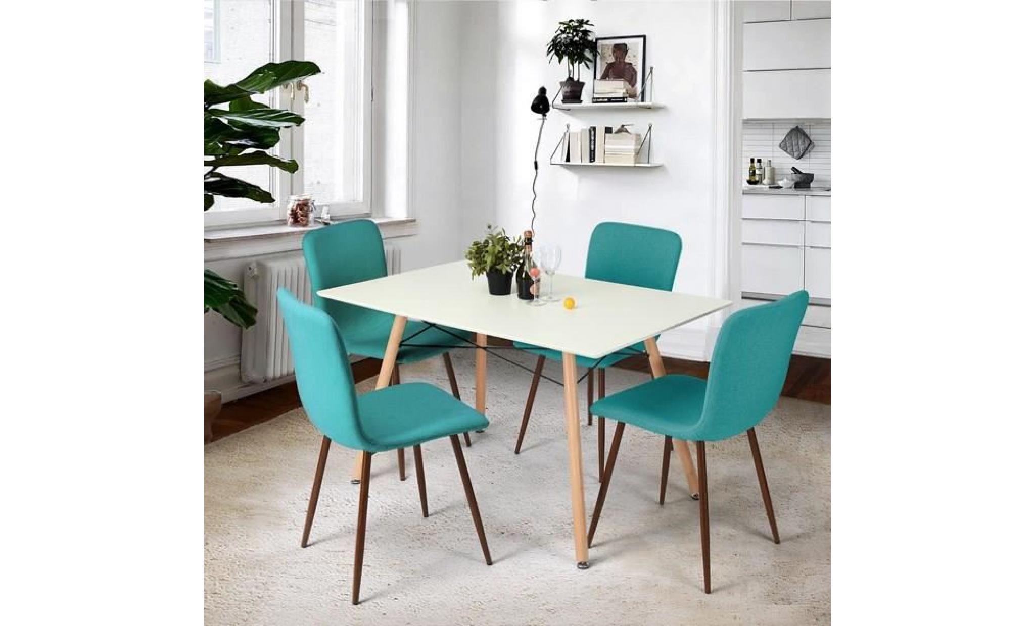 maddie table à manger de 4 à 6 personnes scandinave blanc laqué + pieds bois en hêtre massif   l 120 x l 80 cm pas cher