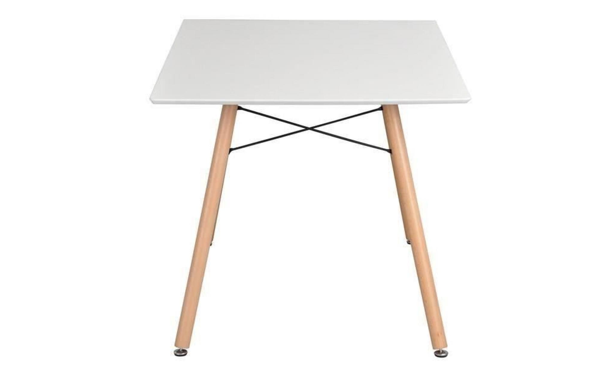 maddie table à manger de 4 à 6 personnes scandinave blanc laqué + pieds bois en hêtre massif   l 120 x l 80 cm pas cher