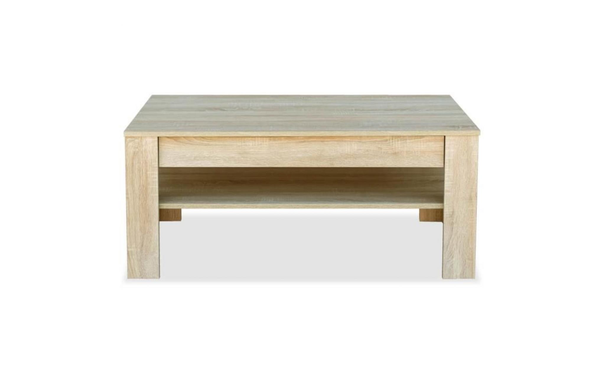 table basse en aggloméré avec 1 tiroir et 1 étagère 110 x 65 x 48 cm chêne pas cher