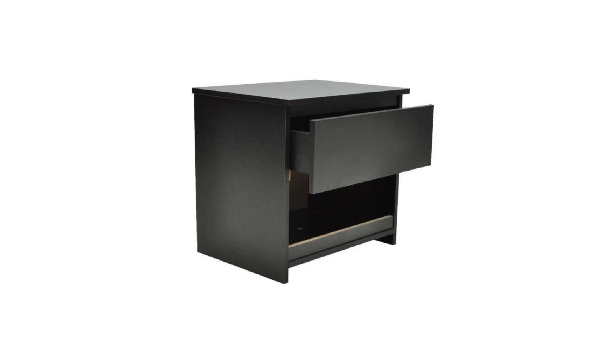 table de chevet 2 pcs avec 1 tiroir noir pas cher