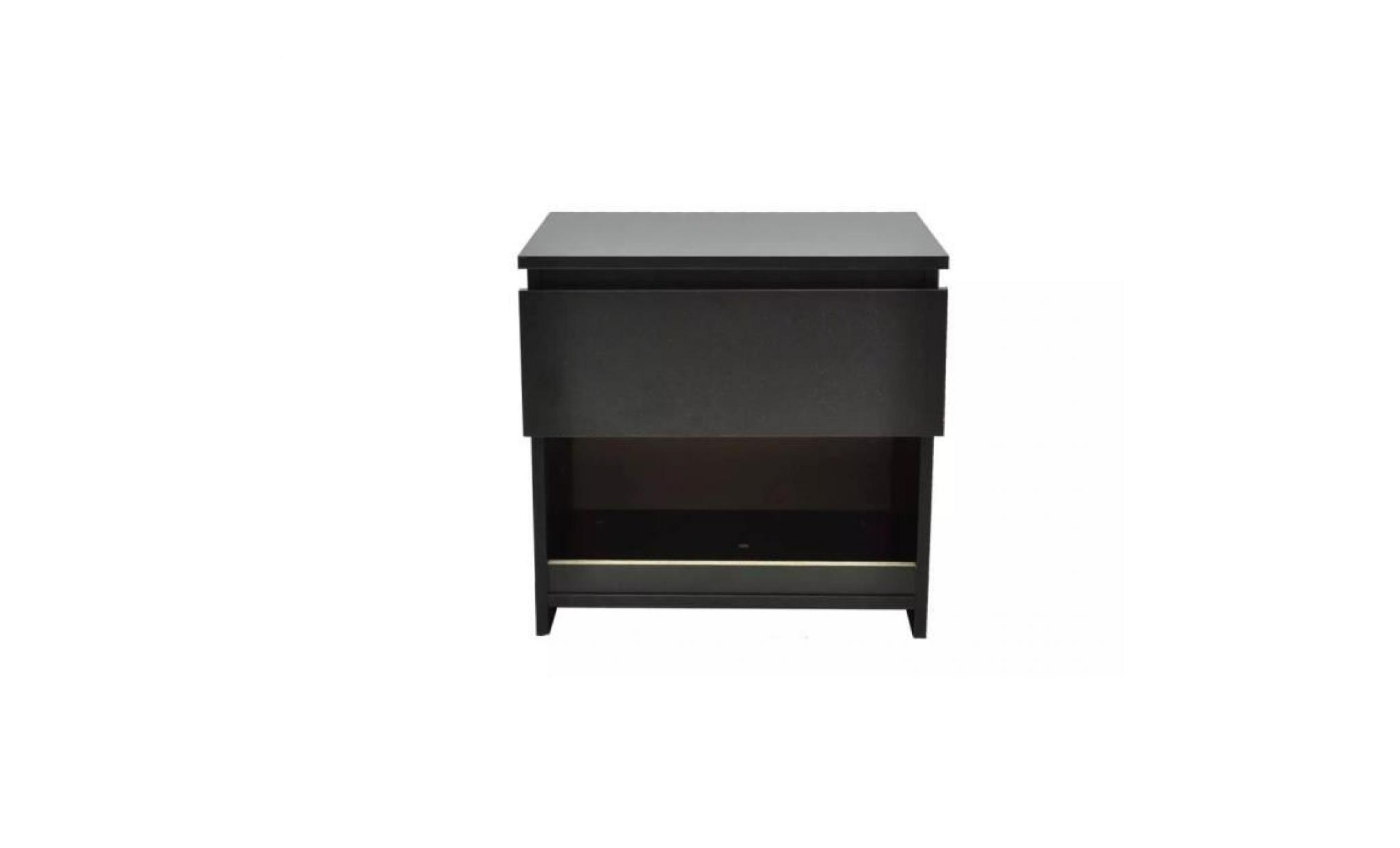 table de chevet 2 pcs avec 1 tiroir noir pas cher