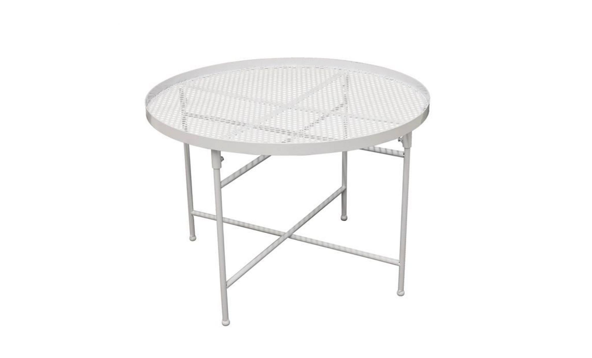 table métal perforé blanche diam.50cm 50 x 50