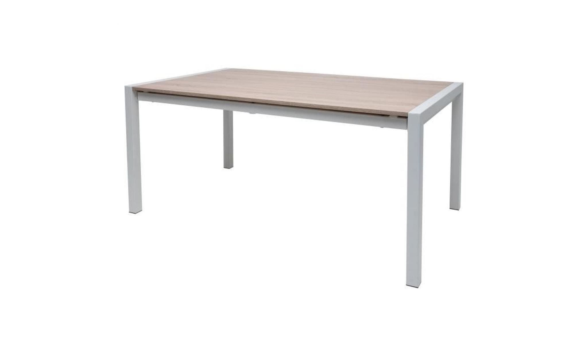 texas table à manger extensible de 6 à 10 personnes   décor chêne   pieds métal blanc   l 160/200/240 x l 90 x h 76 cm