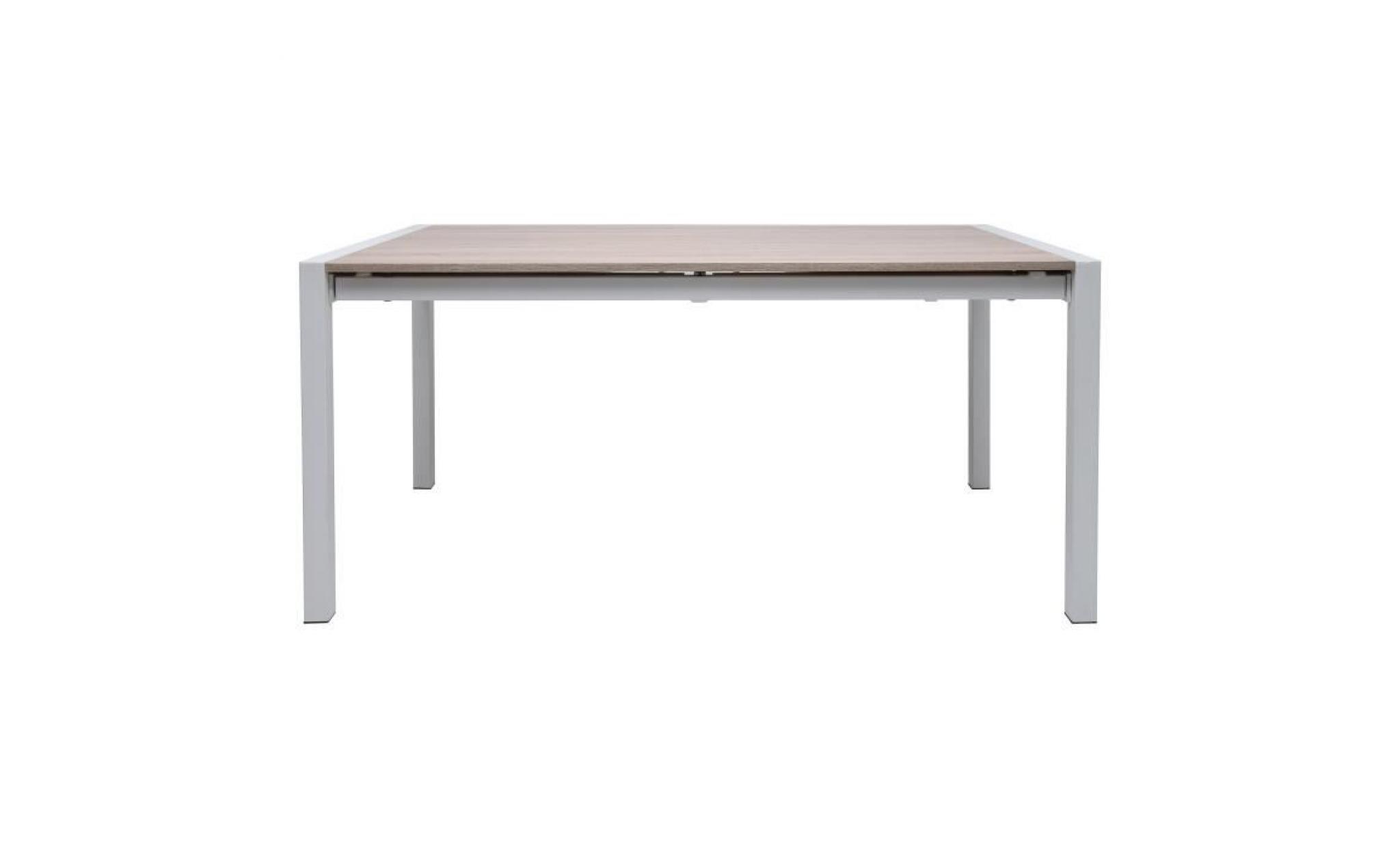 texas table à manger extensible de 6 à 10 personnes   décor chêne   pieds métal blanc   l 160/200/240 x l 90 x h 76 cm pas cher