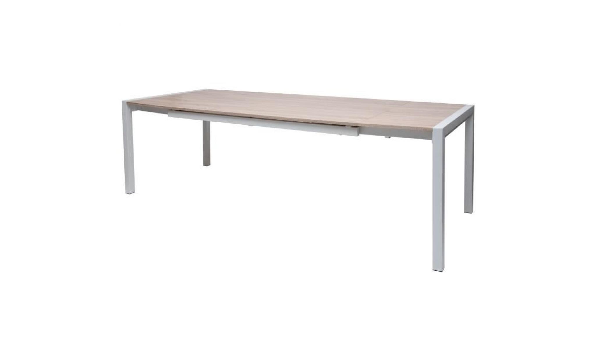 texas table à manger extensible de 6 à 10 personnes   décor chêne   pieds métal blanc   l 160/200/240 x l 90 x h 76 cm pas cher