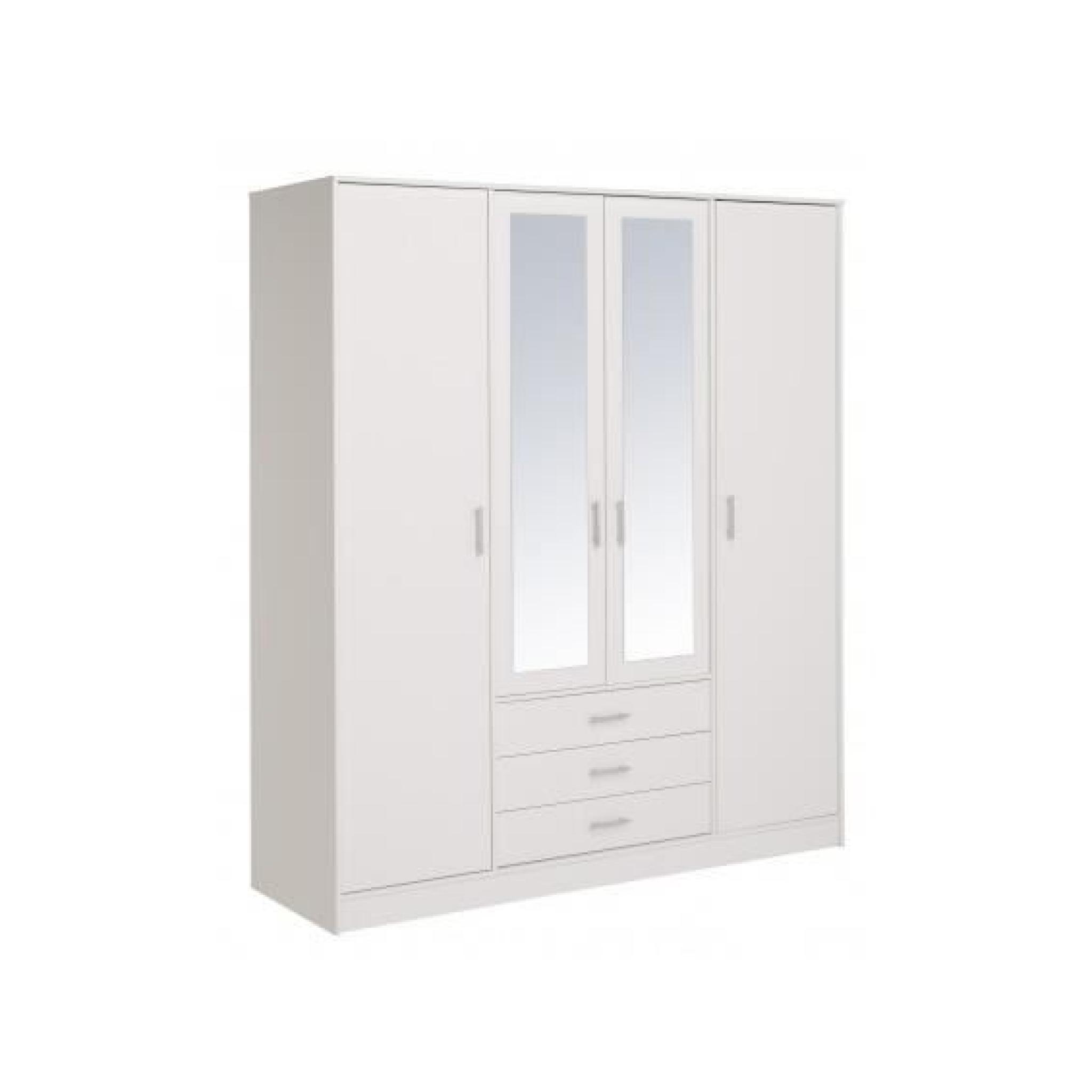 Universal Blanc. Armoire 4 Portes 3 Tiroirs.