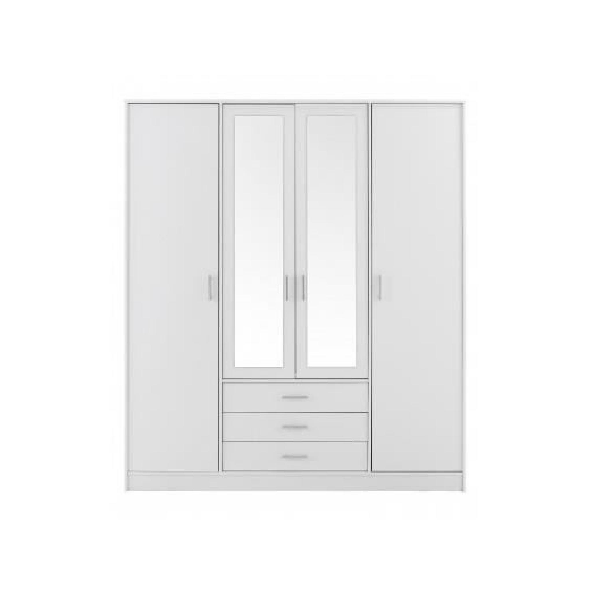 Universal Blanc. Armoire 4 Portes 3 Tiroirs. pas cher