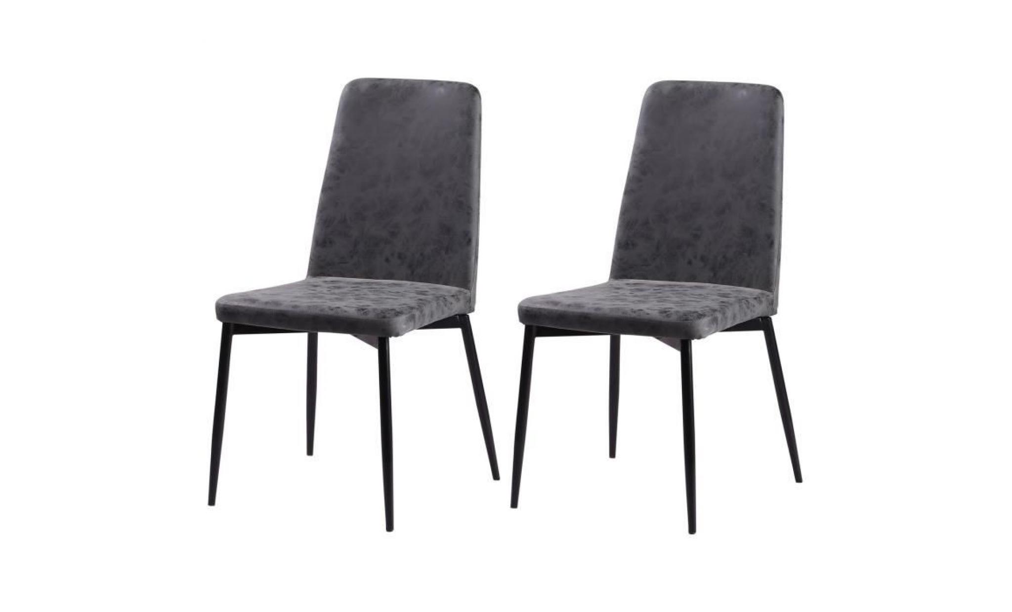 vinty lot de 2 chaises de salle à manger   simili gris   style contemporain   l 52 x p 52 cm